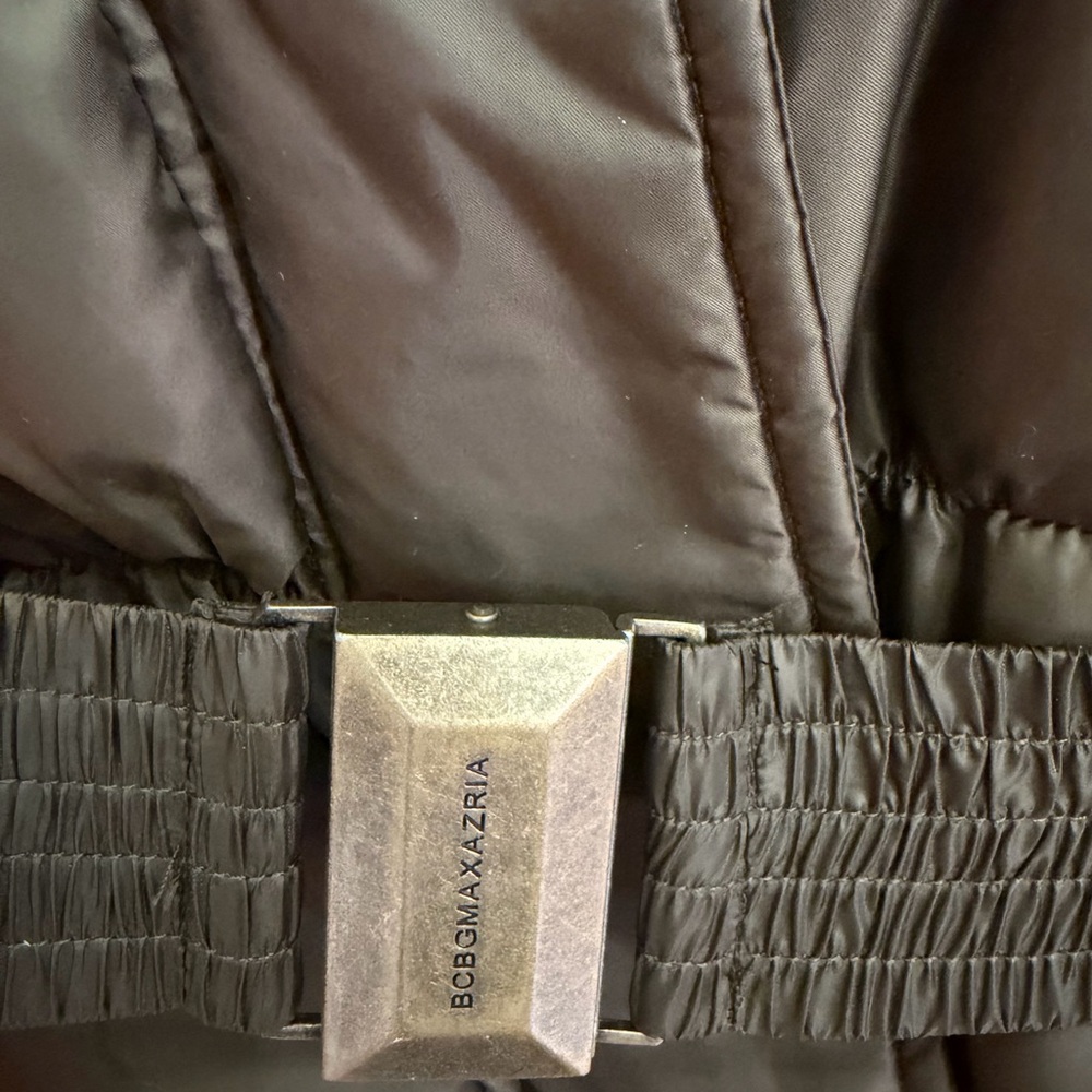 BCBGMaxAzria Dark Army Green Puffer Vest with Belt - Picture 4 of 10